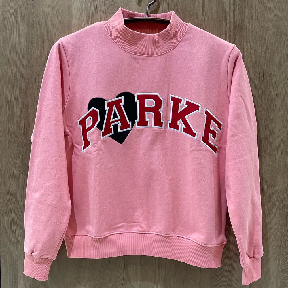 PARKE Women's Pink Mock-Neck Sweatshirt with Heart Logo